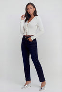 Aylani Textured Tie-Front Crop Top