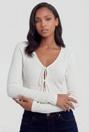 Aylani Textured Tie-Front Crop Top