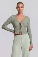 Aylani Textured Tie-Front Crop Top