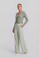 Aylani Textured Tie-Front Crop Top