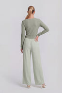 Aylani Textured Tie-Front Crop Top