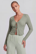 Aylani Textured Tie-Front Crop Top