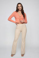 Aylani Textured Tie-Front Crop Top