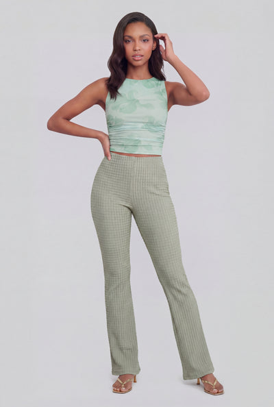 Aylani Textured Pull On Bootcut Pants