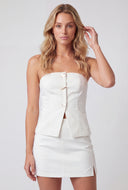 Textured Metallic Button Detail Tube Top