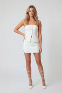 Textured Metallic Button Detail Tube Top