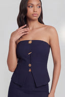 Textured Metallic Button Detail Tube Top