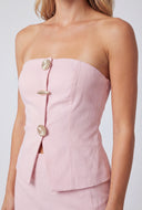 Textured Metallic Button Detail Tube Top