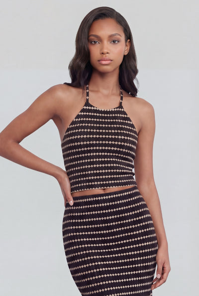 Rebecca Dotted Stripe Halter Top