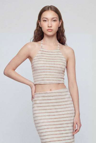 Rebecca Dotted Stripe Halter Top