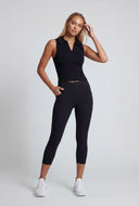 Compression Rib Sleeveless Polo Top