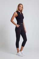 Compression Rib Sleeveless Polo Top
