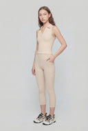Compression Rib Sleeveless Polo Top