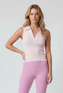 Compression Rib Sleeveless Polo Top