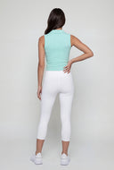 Compression Rib Sleeveless Polo Top