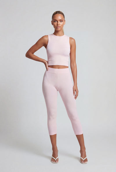 Mariam Seamless Ribbed Crop Top and Leggings Set