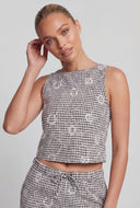 Lydia Floral Stitch Gingham Crop Top