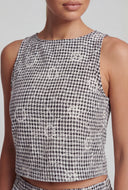 Lydia Floral Stitch Gingham Crop Top