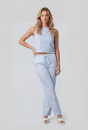 Lydia Floral Stitch Gingham Crop Top