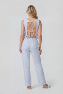 Lydia Floral Stitch Gingham Crop Top