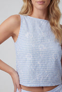 Lydia Floral Stitch Gingham Crop Top