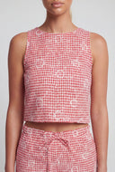 Lydia Floral Stitch Gingham Crop Top