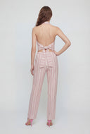 Striped Linen Tie Back Halter Top