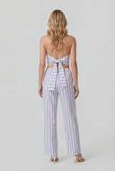 Striped Linen Tie Back Halter Top