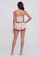 Ainhoa Floral Satin Lace Trim Crop Top