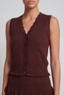 Pointelle Heart Ruffled Sweater Vest