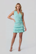 Pointelle Heart Ruffled Sweater Vest