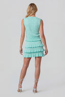 Pointelle Heart Ruffled Sweater Vest