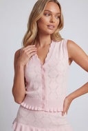 Pointelle Heart Ruffled Sweater Vest