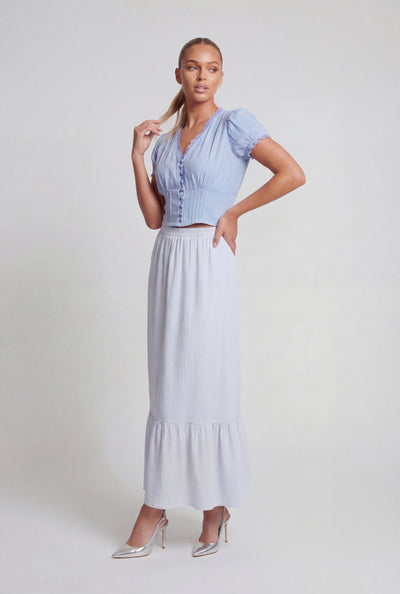 Regina Textured Ruffle Hem Maxi Skirt