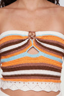 Starfish Striped Crop Tube Top