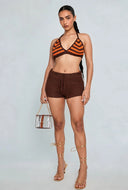 Vada Chevron Crochet Tie Back Crop Top