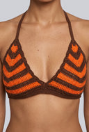 Vada Chevron Crochet Tie Back Crop Top