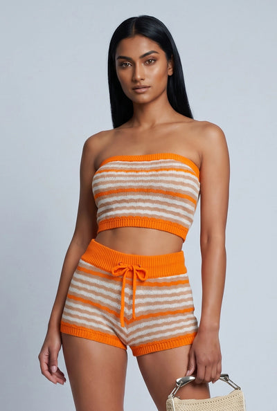 Striped Knit Bandeau Top