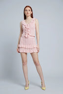 Pointelle Ruffled Sleeveless Top