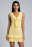 Pointelle Ruffled Sleeveless Top