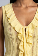 Pointelle Ruffled Sleeveless Top