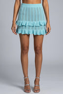 Pointelle Knit Tiered Skirt