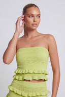 Pointelle Ruffle Hem Tube Top