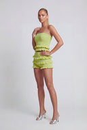 Pointelle Ruffle Hem Tube Top