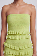 Pointelle Ruffle Hem Tube Top