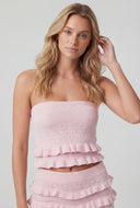 Pointelle Ruffle Hem Tube Top