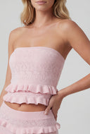 Pointelle Ruffle Hem Tube Top