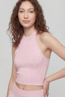 Cecelia Pointelle Heart Crop Halter Top
