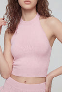 Cecelia Pointelle Heart Crop Halter Top