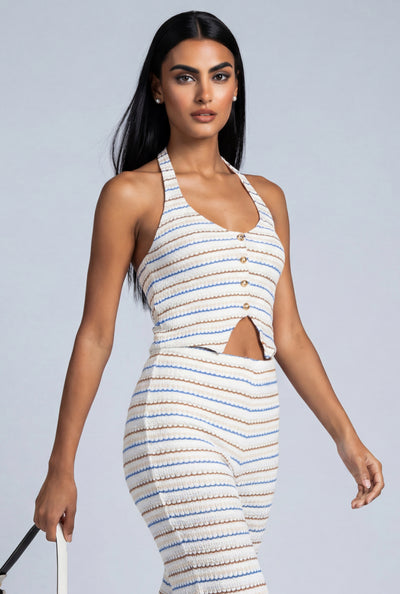 Striped Crop Halter Top